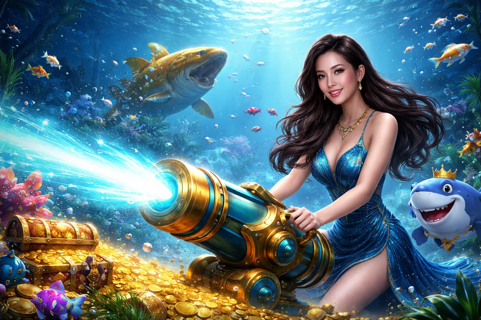 Hình ảnh đại diện cho sảnh casino trực tuyến với người chia bài thật, không gian sang trọng, và các trò chơi như Baccarat, Roulette
